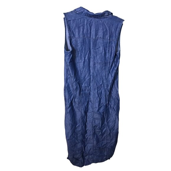 Chico's Medium Blue Denim button down sleeveless‎ Dress Womens Size - Picture 2 of 5